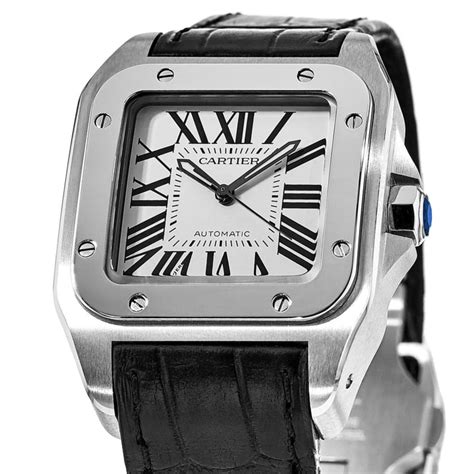 cartier watch black leather strap.